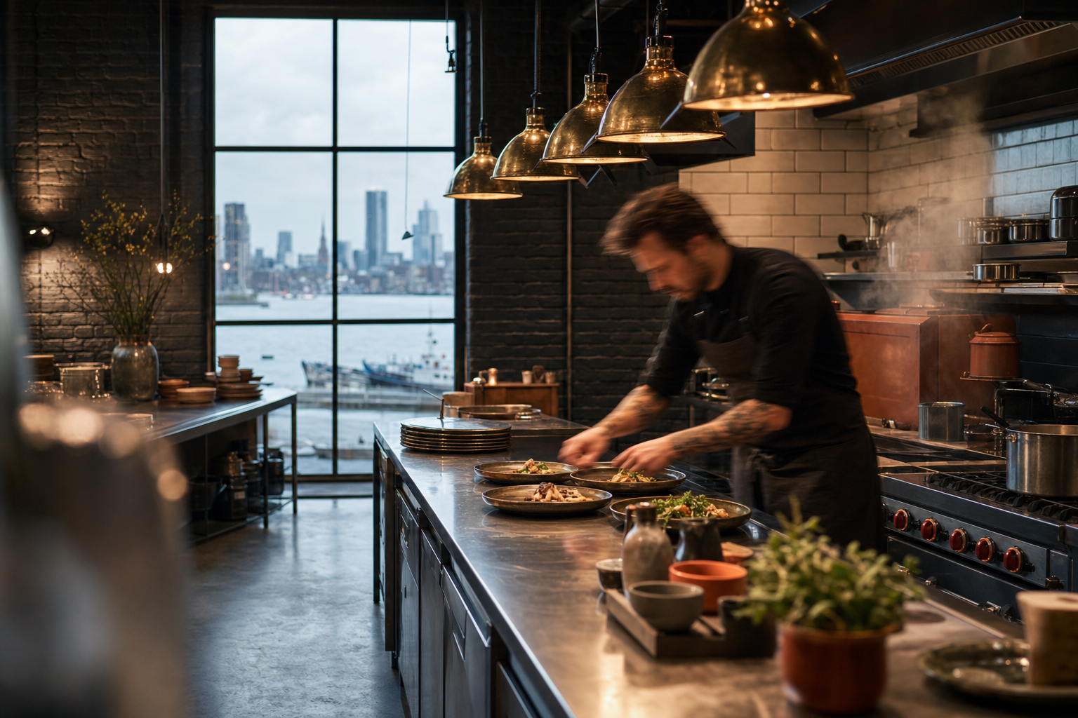 FoodBuildings Amsterdam Houthavens — productiekeuken aan de Archangelkade met stoom en RVS-werkbladen